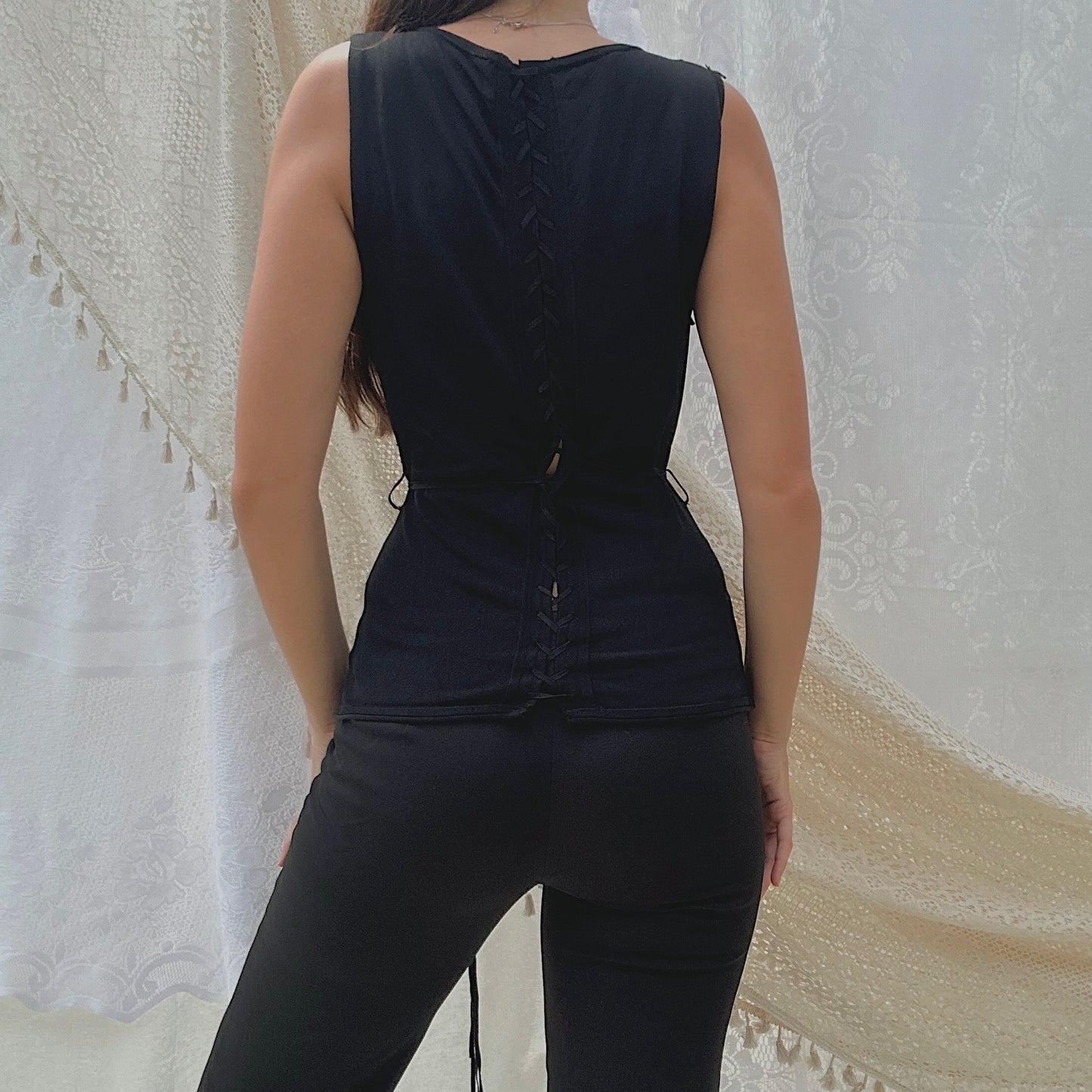 Roberto Cavalli Black Embroidered Top / SZ 48