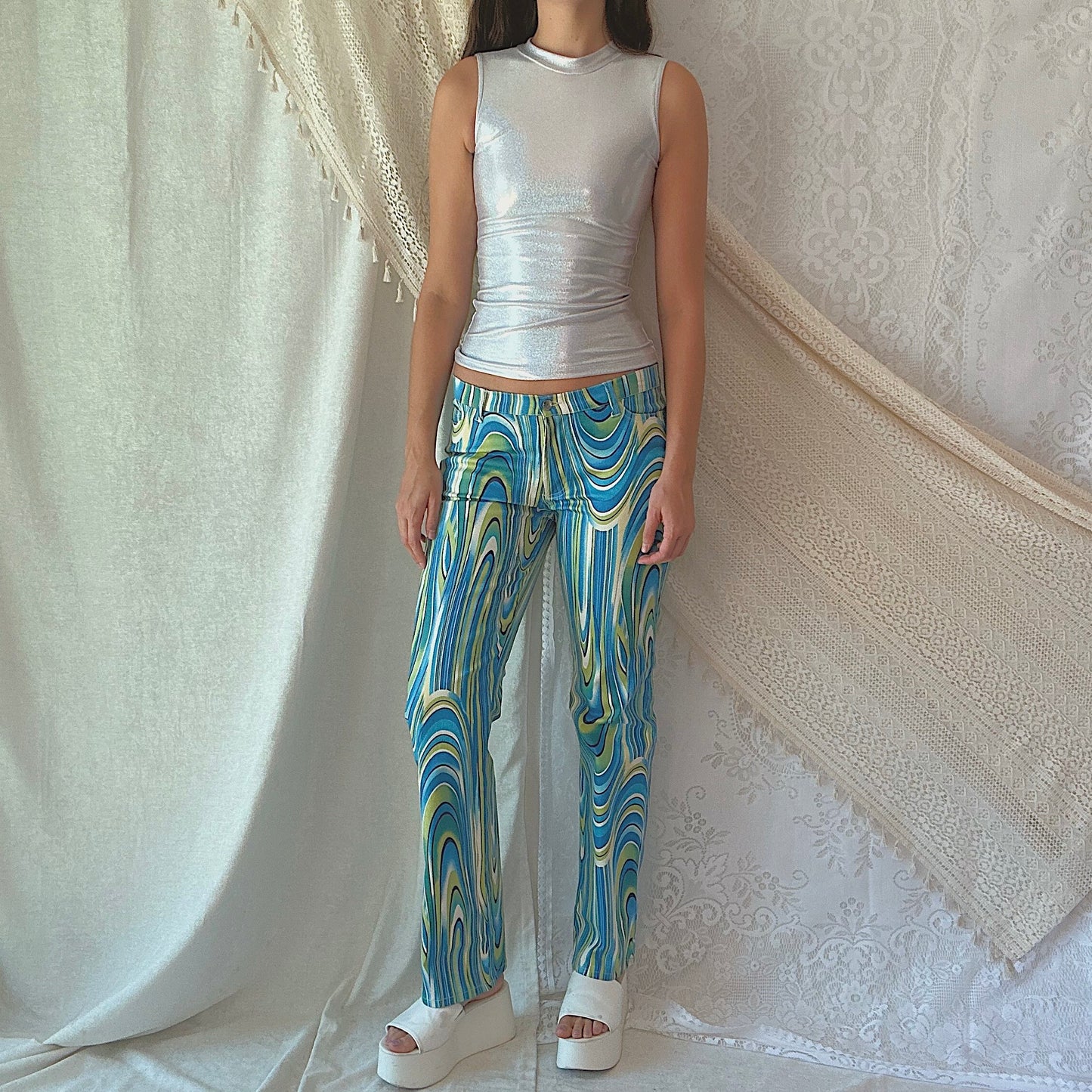 Y2K Blue & Green Swirl Pants / SZ 6/8