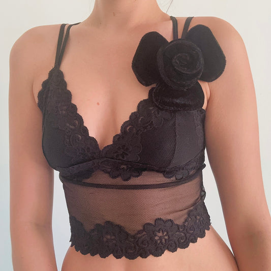 Black Velvet Rosette Pin