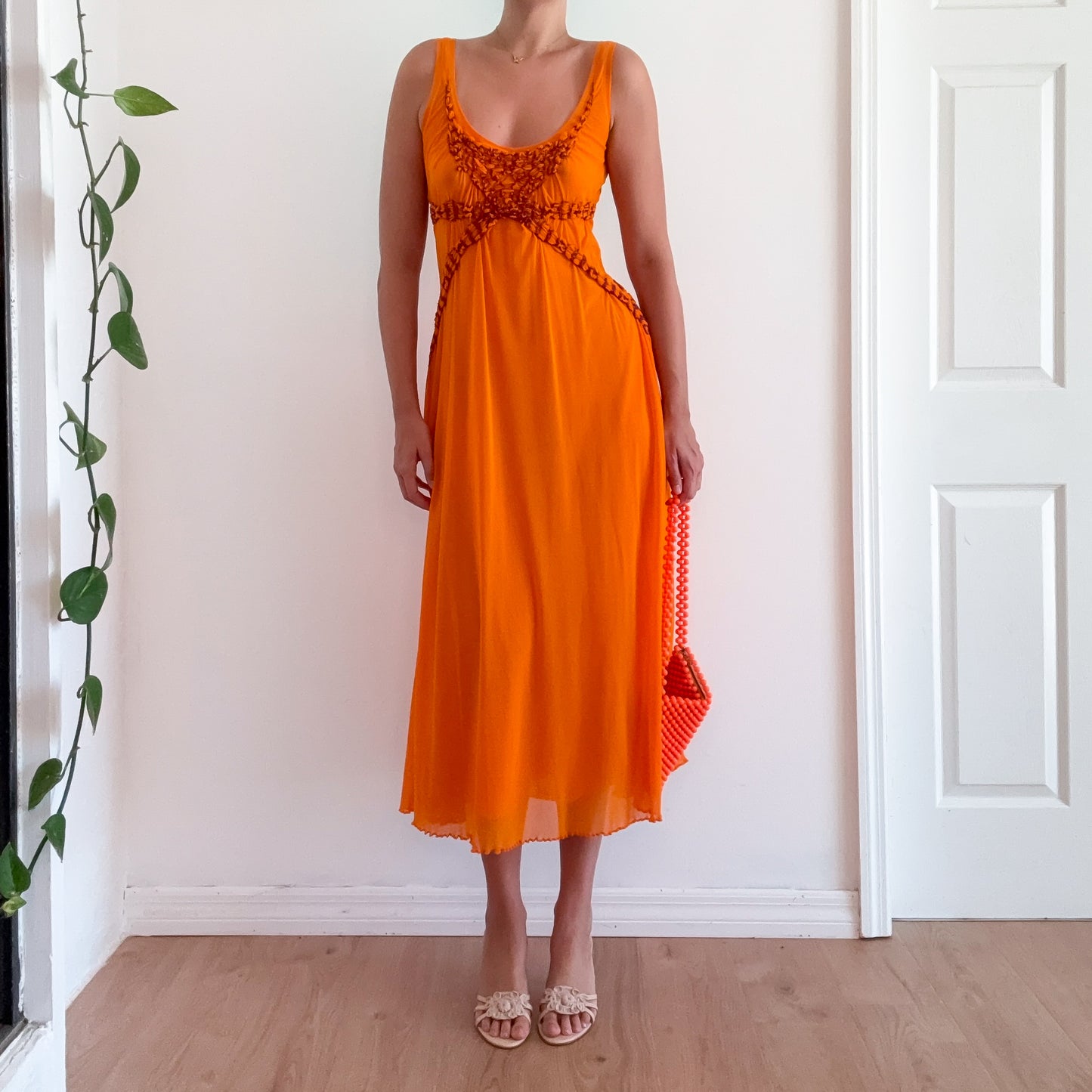 Y2K Orange & Purple Mesh Maxi Dress / SZ S-L