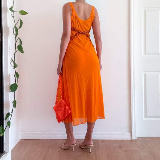 Y2K Orange & Purple Mesh Maxi Dress / SZ S-L