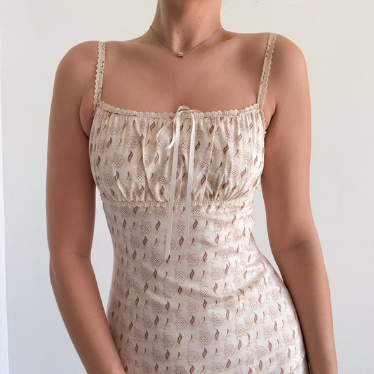 Y2K Express Cream Cotton Midi Dress / SZ 4/6