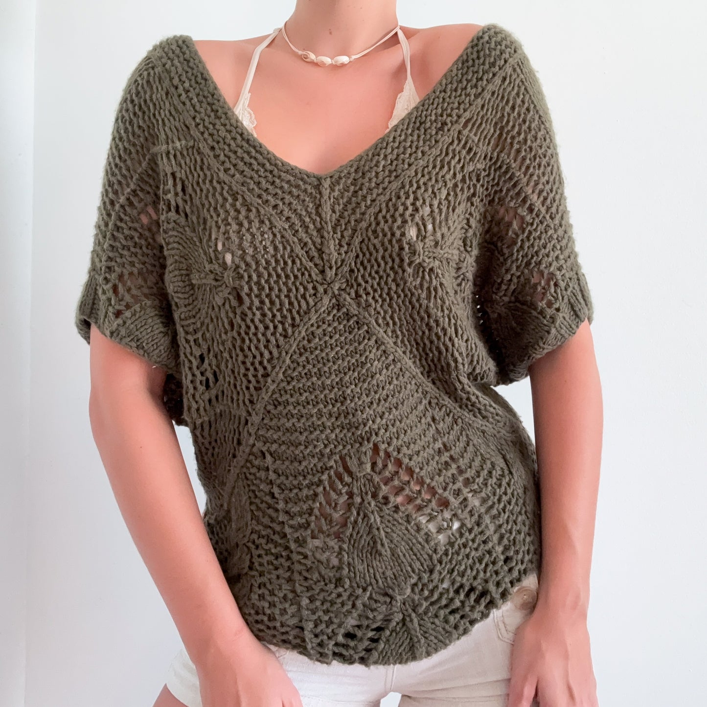 2010's Army Green Slouchy Sweater Top / SZ M