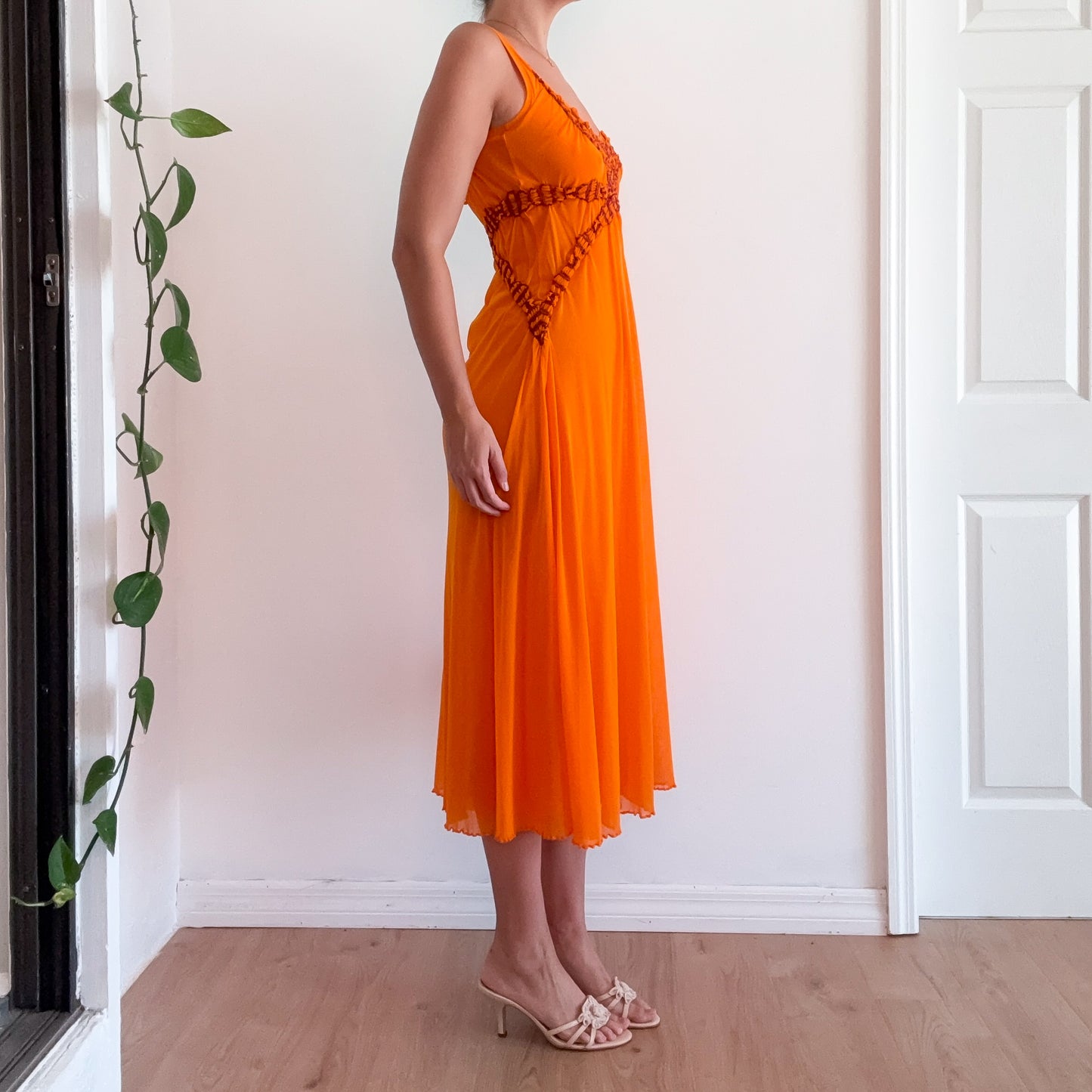 Y2K Orange & Purple Mesh Maxi Dress / SZ S-L