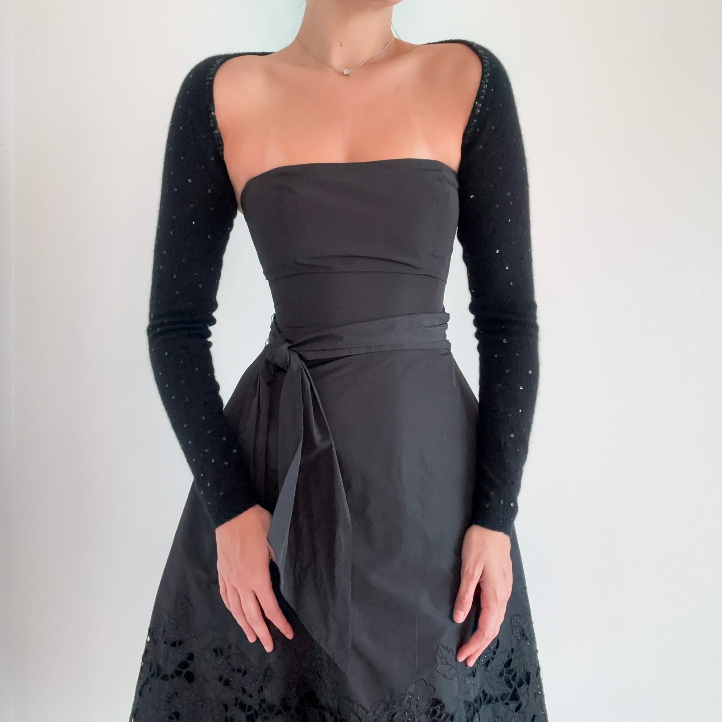 Y2K DKNY Black Wool Sequin Shrug / SZ M