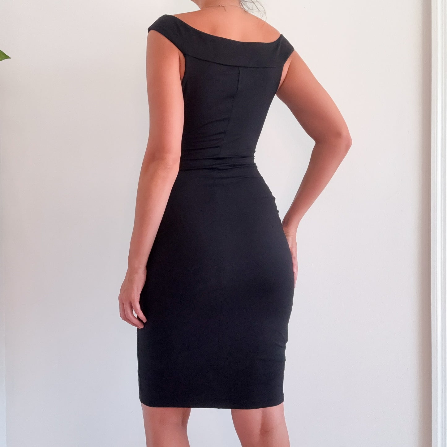 Y2K Bebe Black Criss-Cross Midi Dress / SZ S