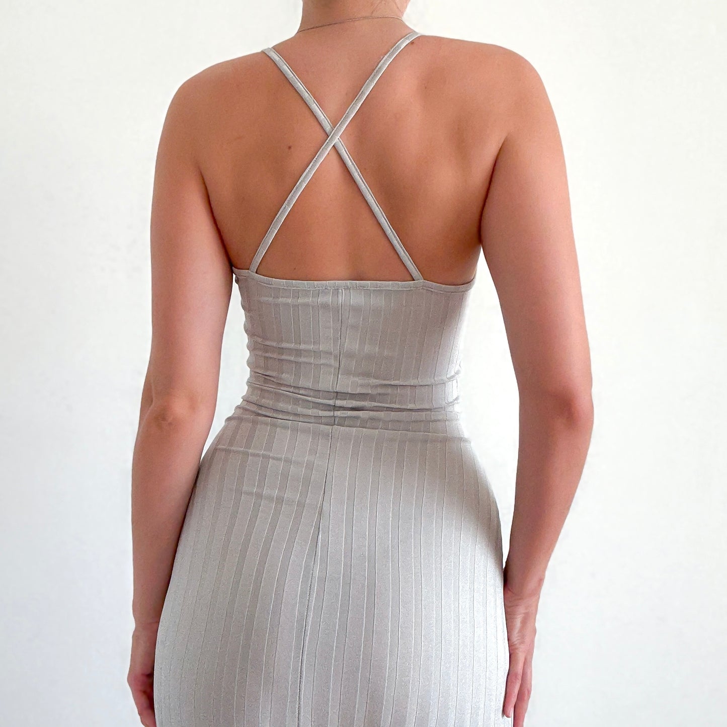 Y2K Grey Slit Maxi Dress / SZ S