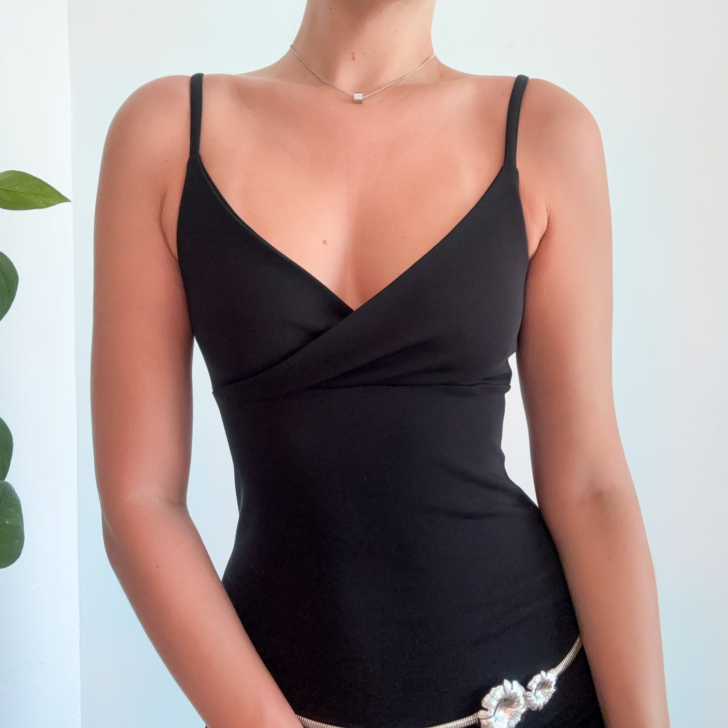 Y2K Black Slinky Slit Midi Dress / SZ XS-S