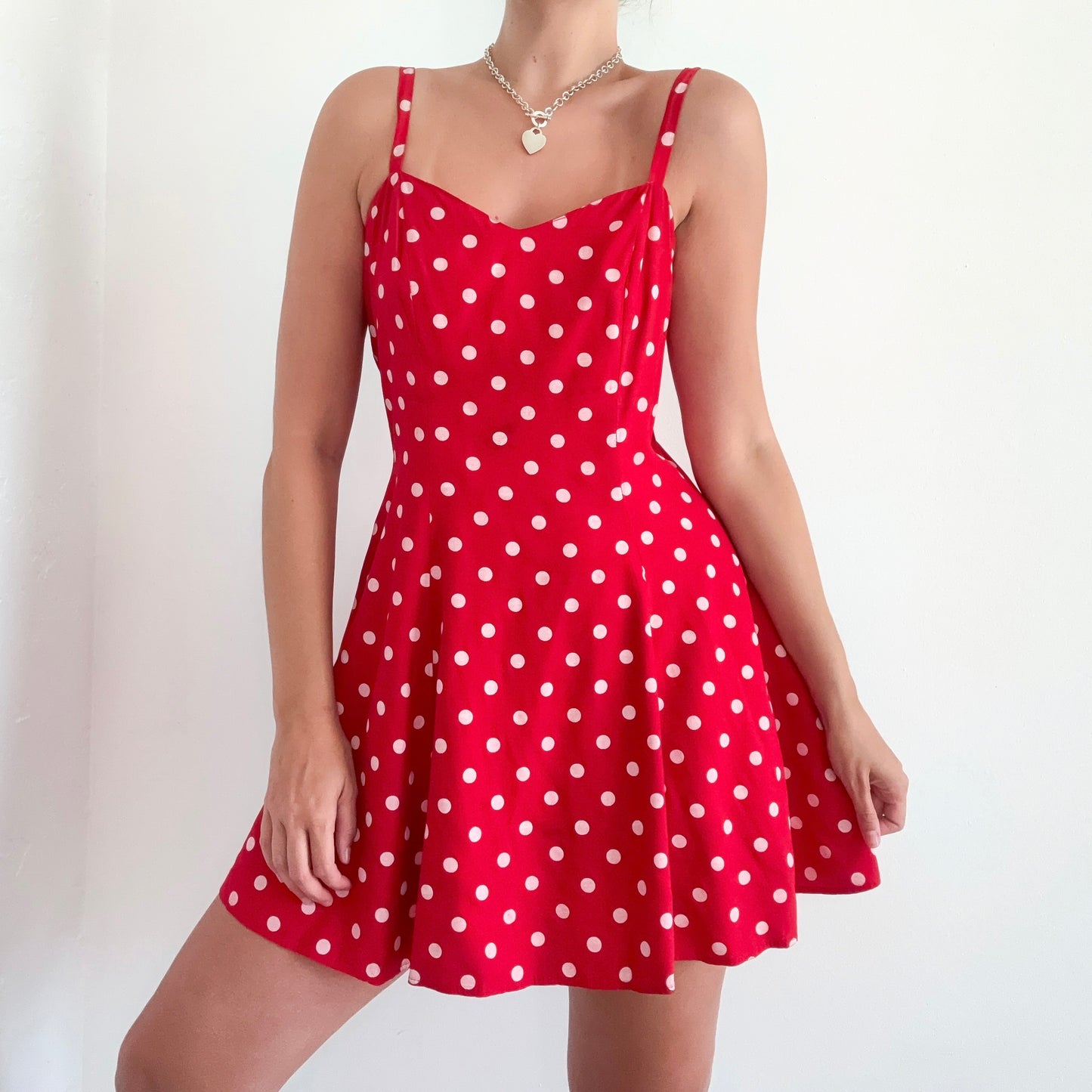 90's Red Polka Dot Mini Dress / SZ M