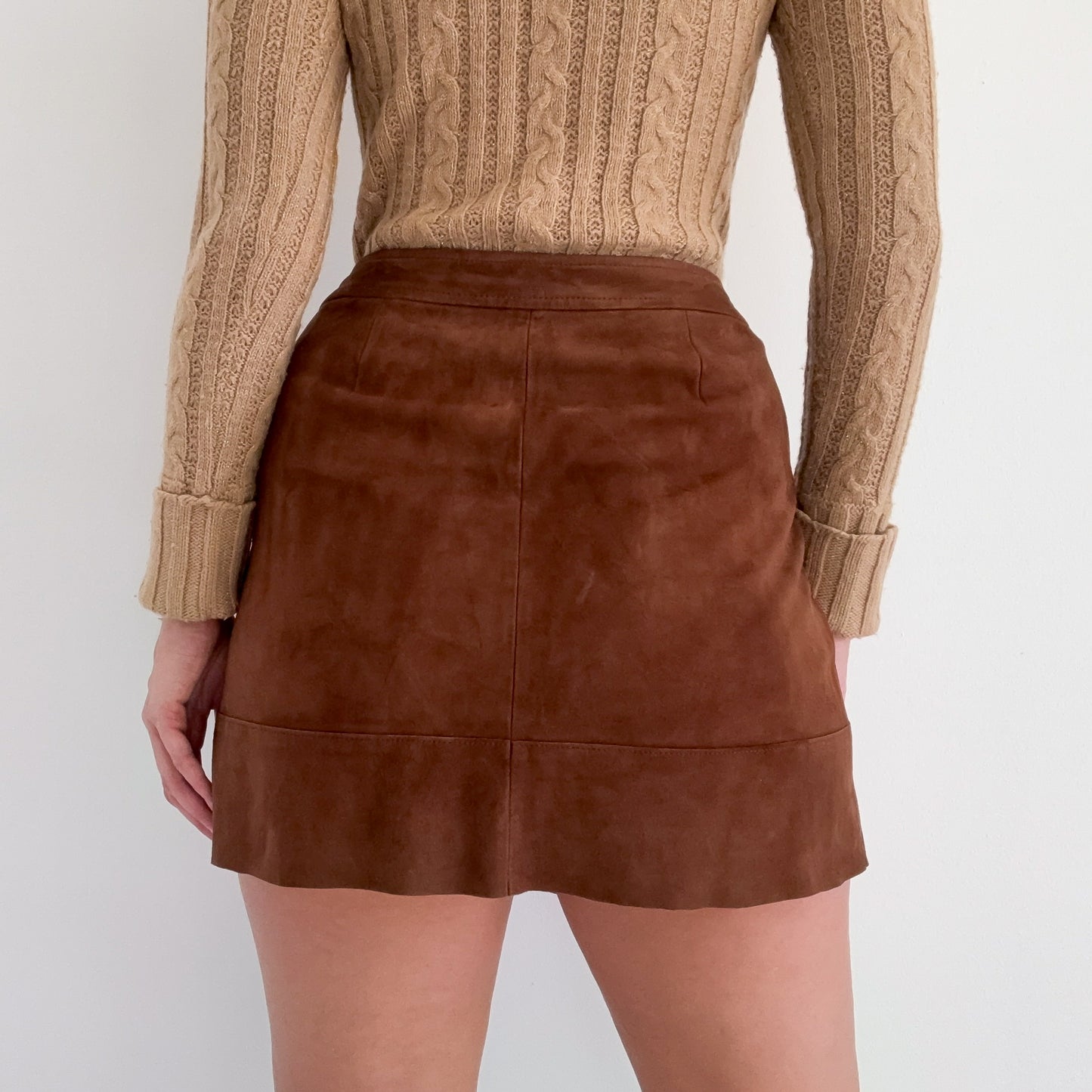 Theory Brown Suede Wrap Mini Skirt / SZ 6