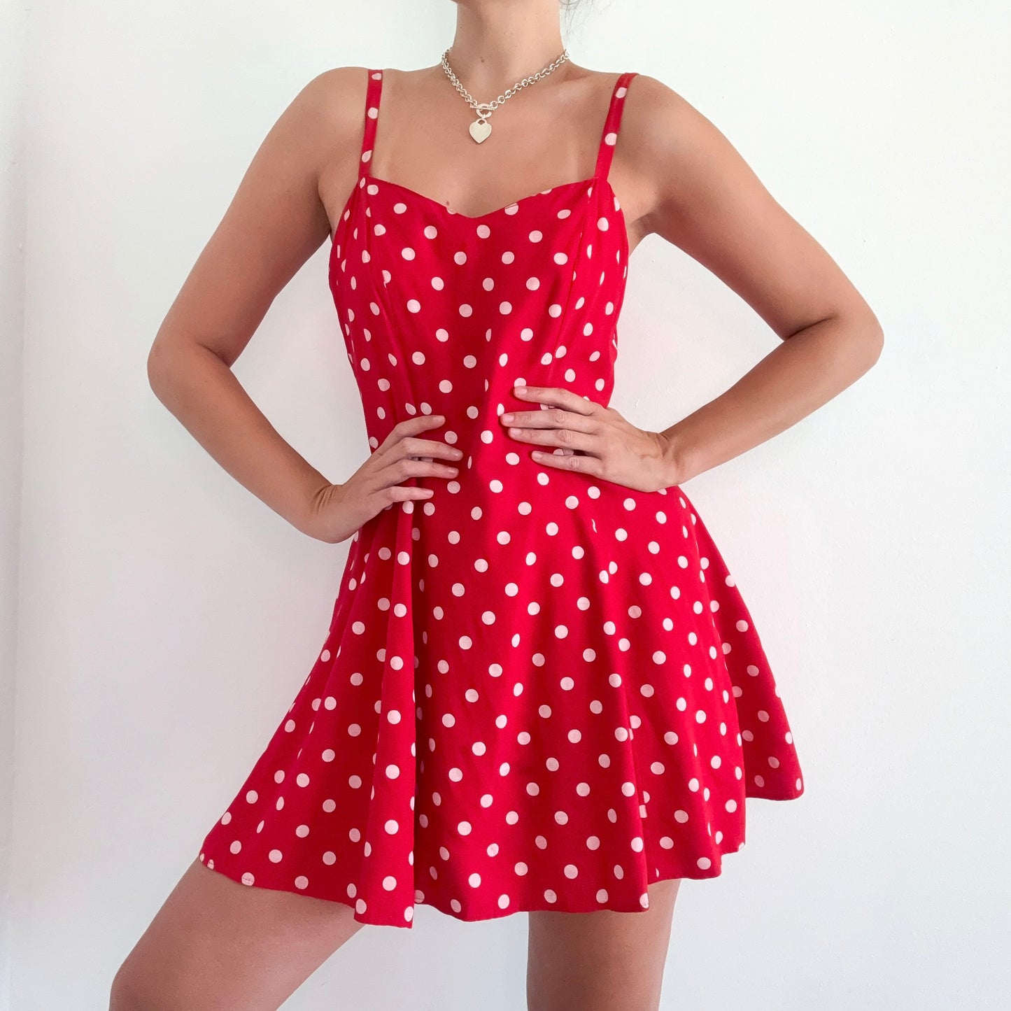 90's Red Polka Dot Mini Dress / SZ M