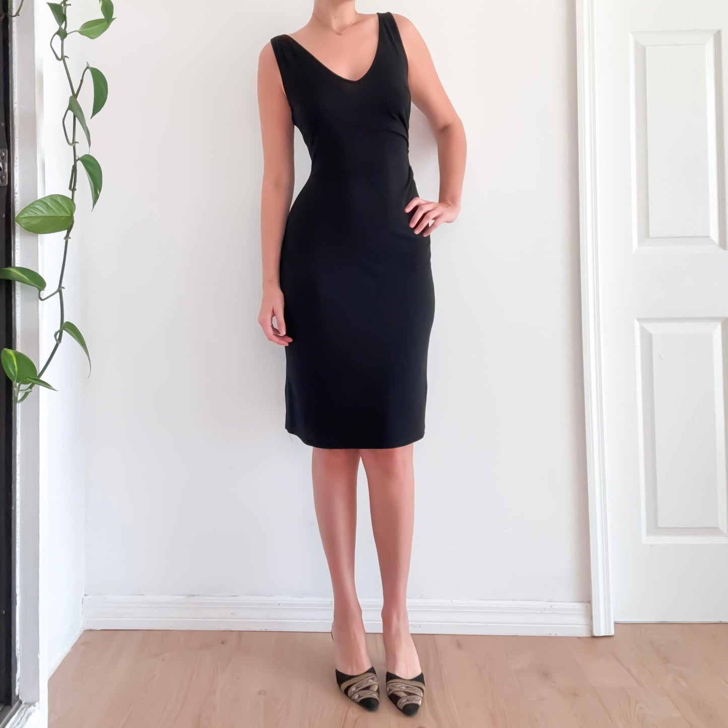 Y2K Diane vonFurstenburg Black Midi Dress / SZ 4