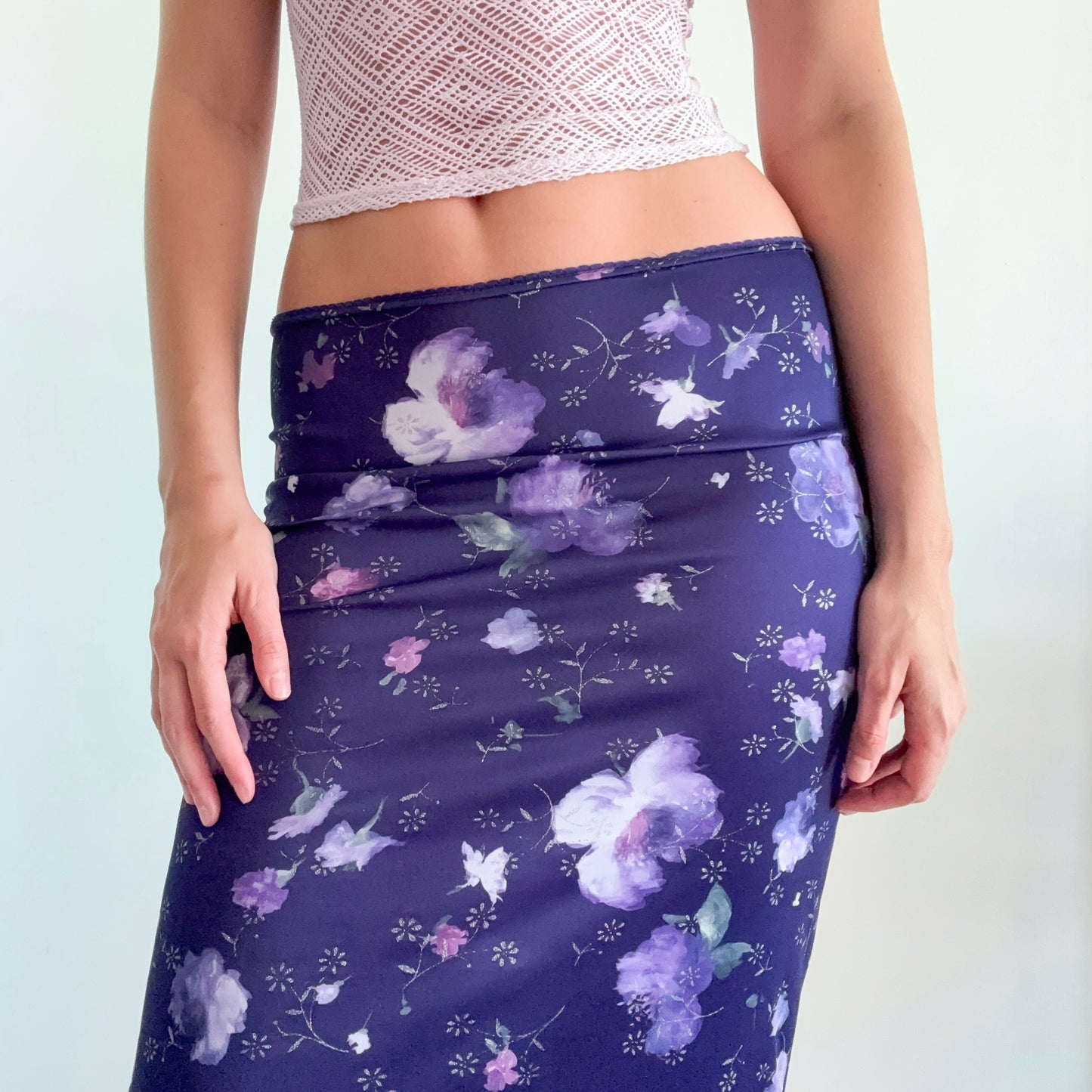 Y2K Purple Floral Maxi Skirt / SZ M
