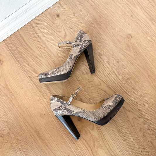 Y2K Cole Haan Snakeskin Mary Jane Pumps / SZ 8.5