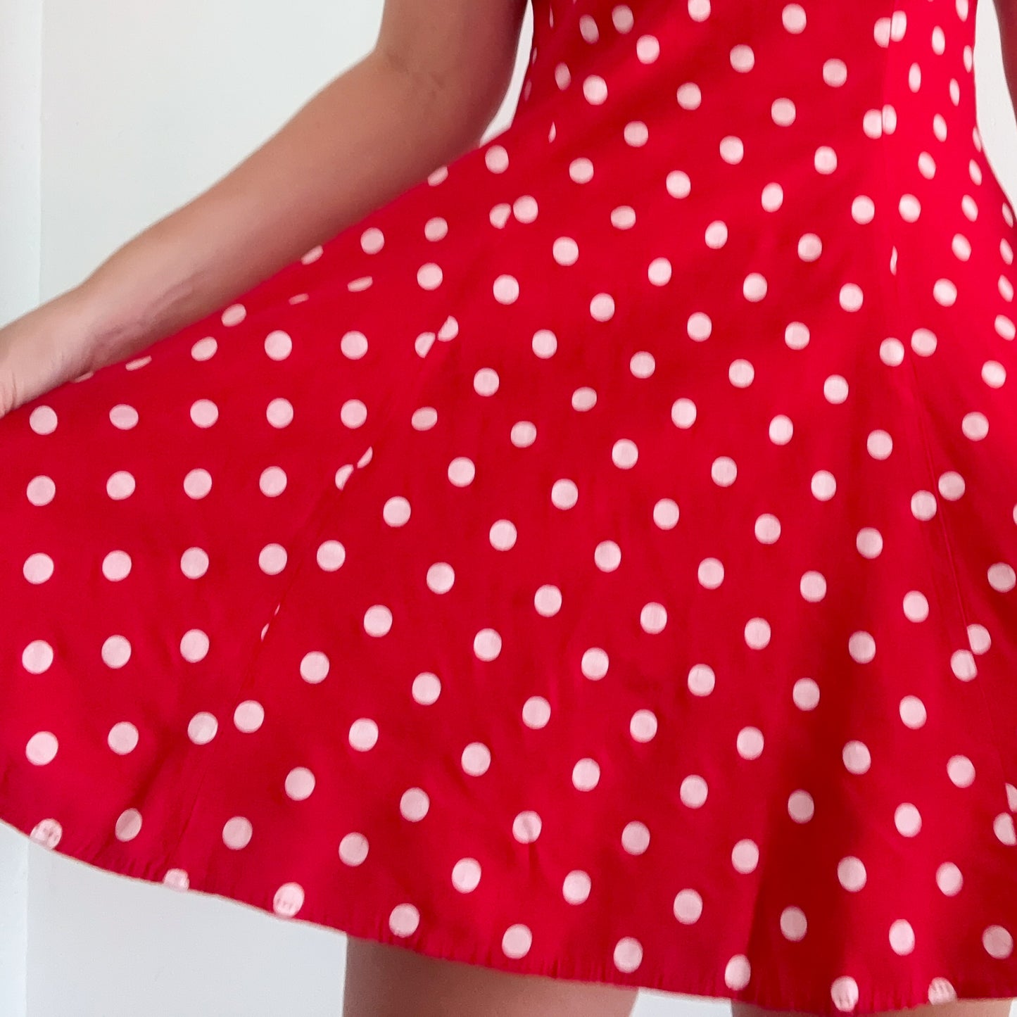 90's Red Polka Dot Mini Dress / SZ M