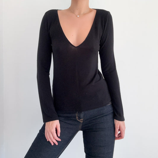 Reformation Black V Neck Top / SZ S