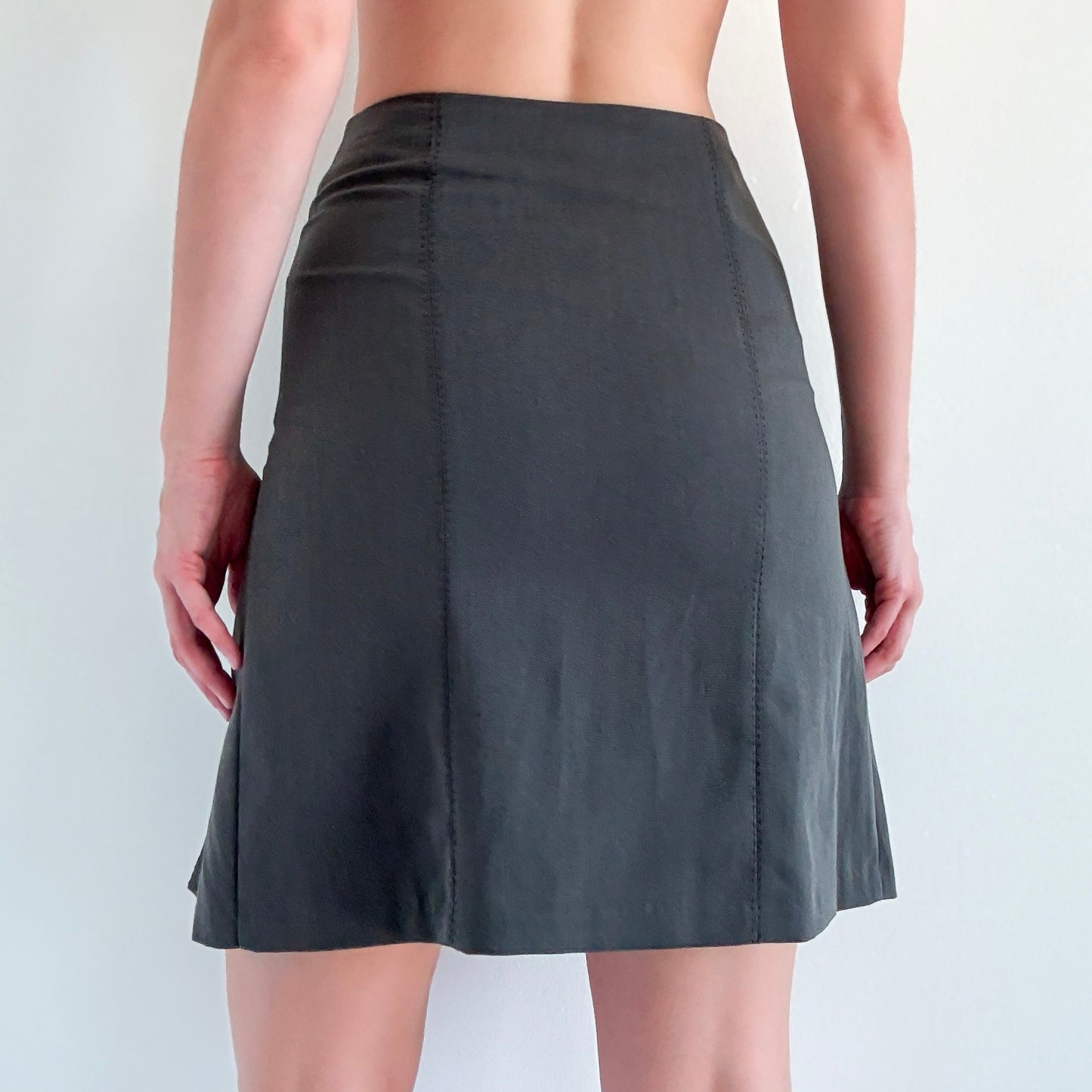 Y2K Grey Pleated Work Midi Skirt / SZ 4/6