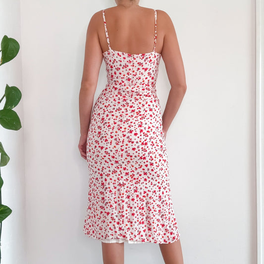 Kookai White & Red Floral Midi Dress / SZ 2