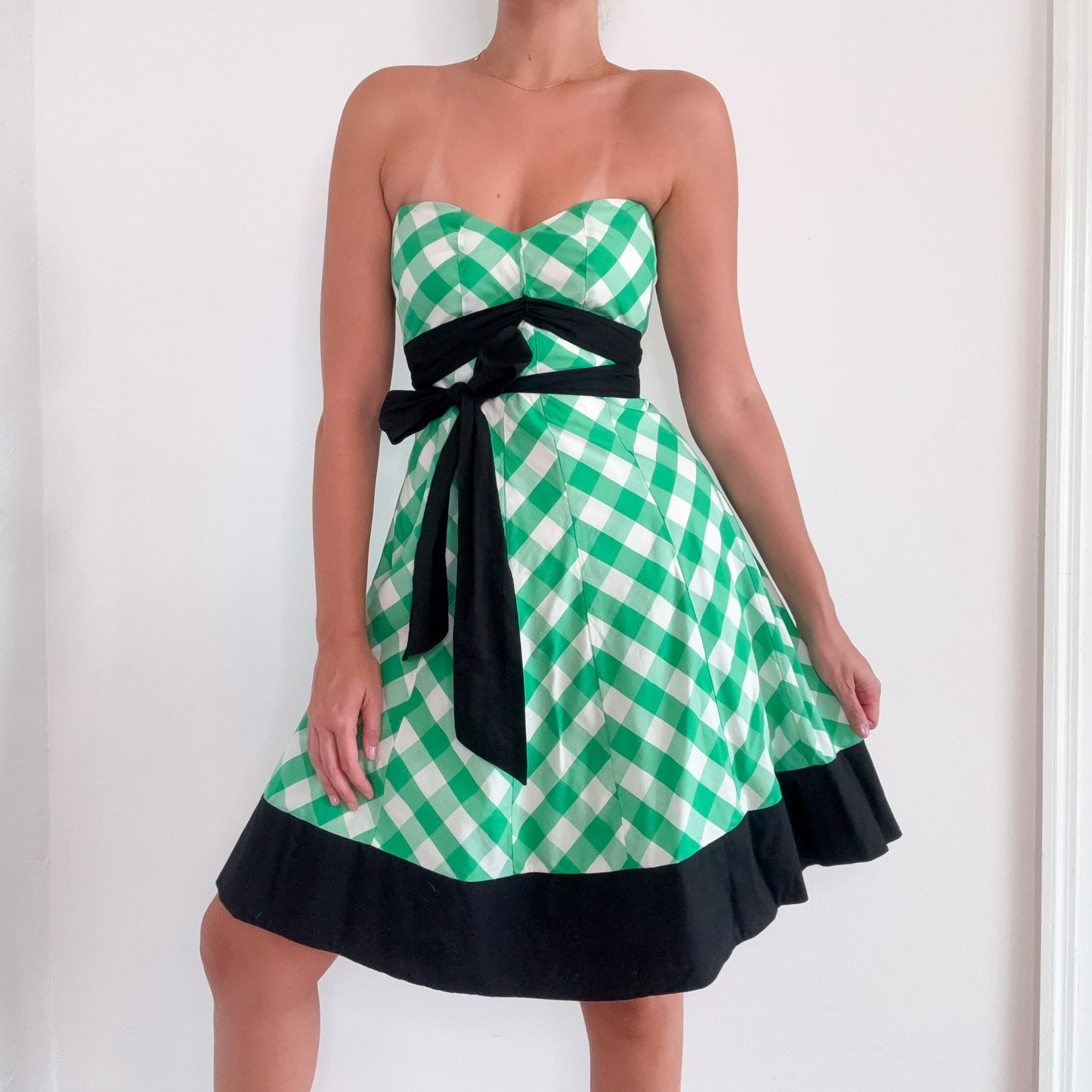 Y2K Green Plaid Cotton Dress / SZ 4