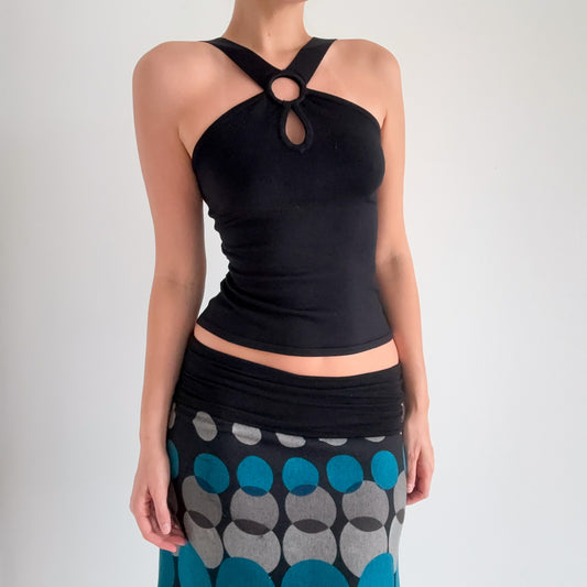 Y2K Black Keyhole Knit Top / SZ S