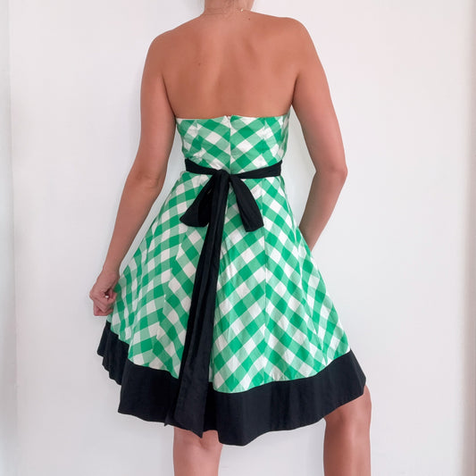 Y2K Green Plaid Cotton Dress / SZ 4