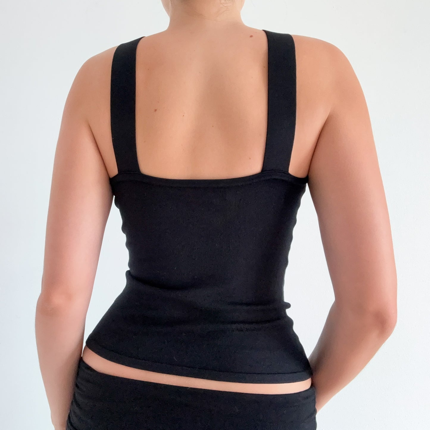 Y2K Black Keyhole Knit Top / SZ S