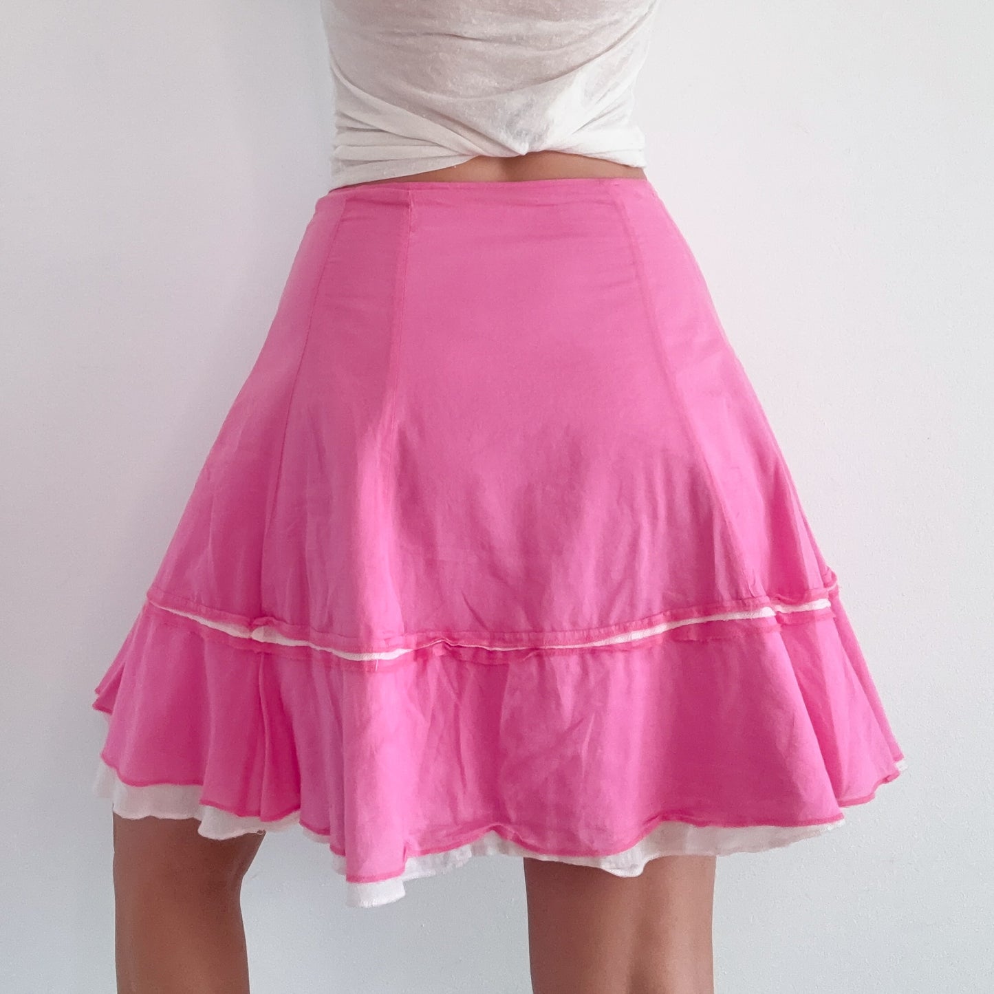 Y2K Bubblegum Pink Cotton Midi Skirt / SZ 0-2