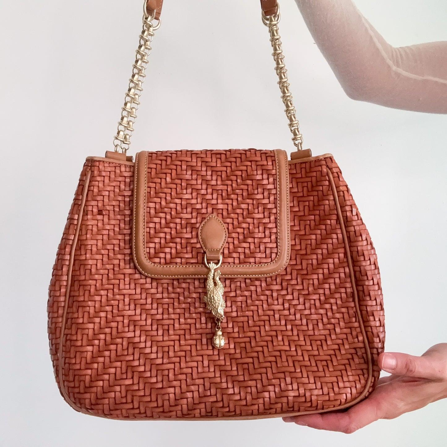 90's Barry Kieselstein-Cord Woven Leather Handbag