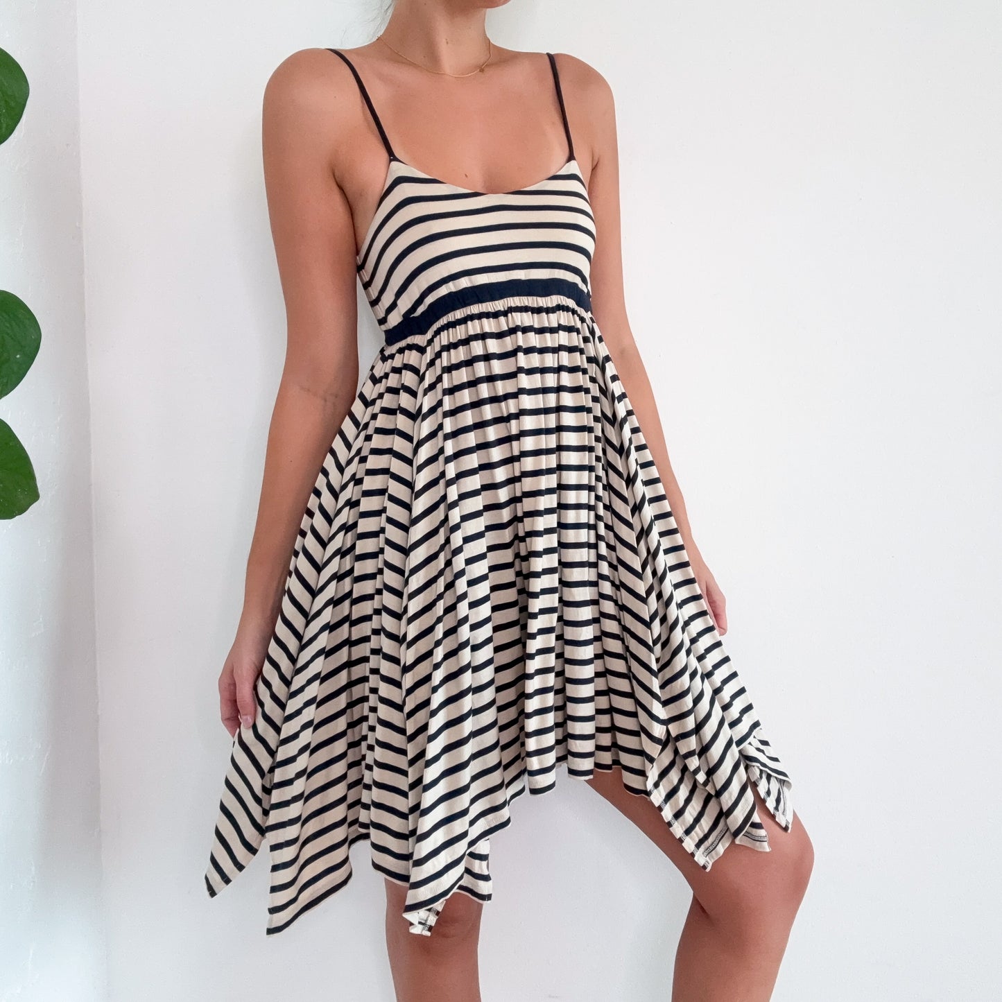 2010's Navy & Beige Striped Dress / SZ S