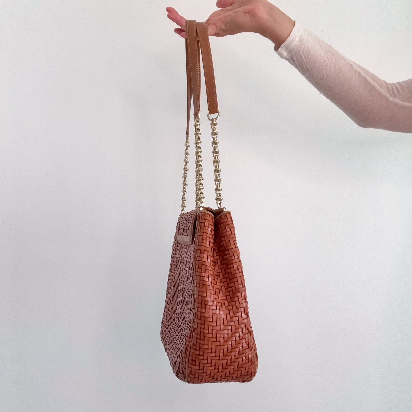 90's Barry Kieselstein-Cord Woven Leather Handbag