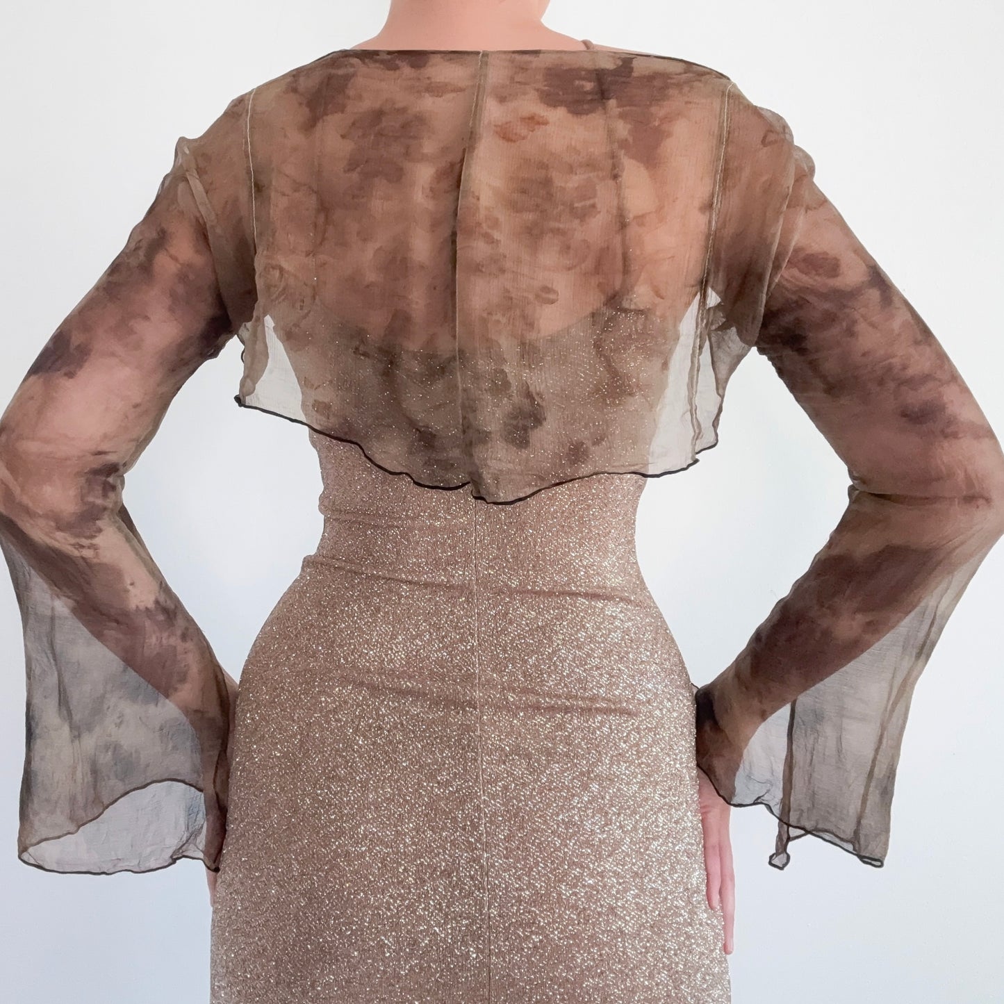 Hand-Dyed Army Green Silk Shrug / SZ M