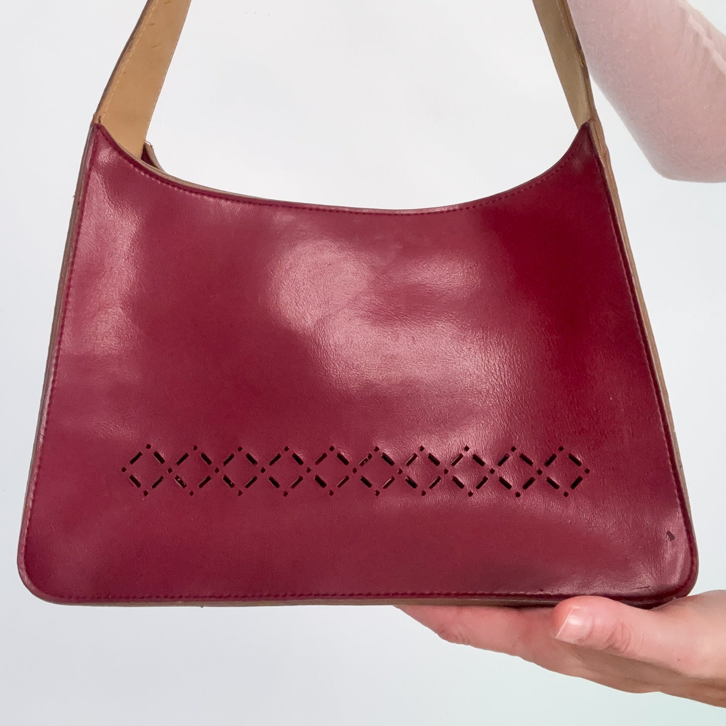 90's Maroon Faux Leather Handbag