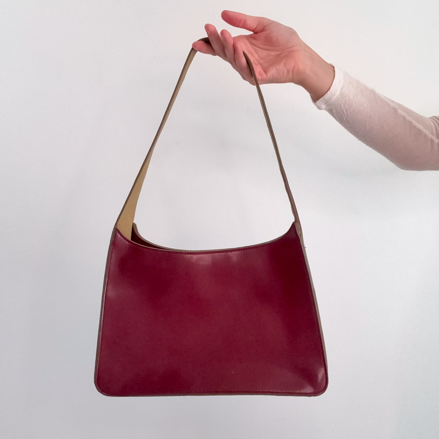 90's Maroon Faux Leather Handbag