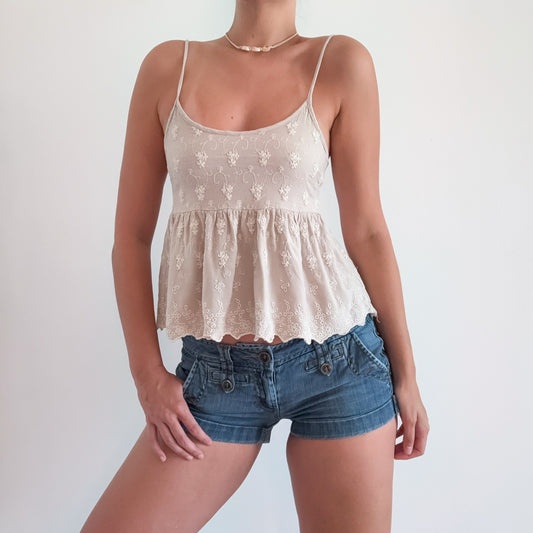 2010's Ecru Embroidered Tank / SZ XS