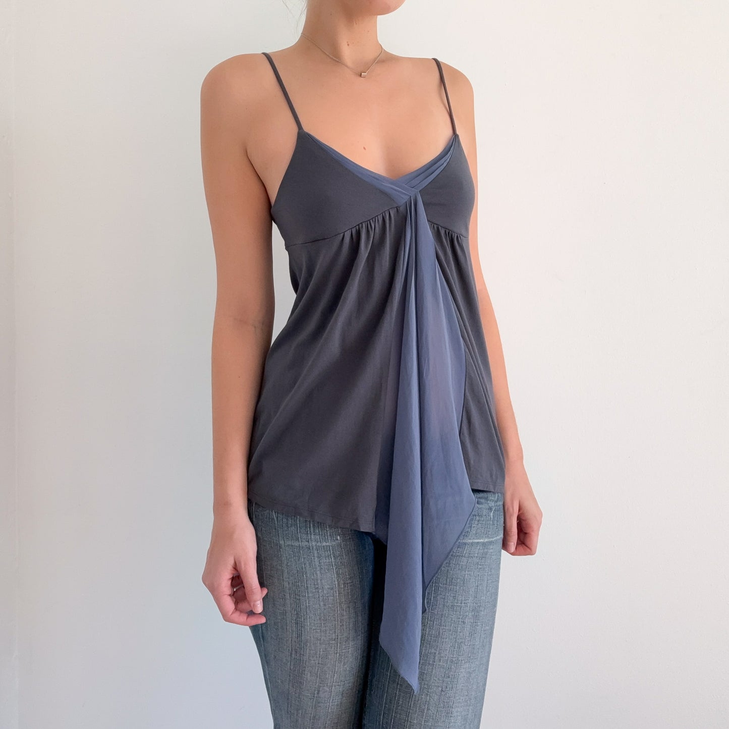Y2K Grey & Slate Blue Tunic Tank / SZ S