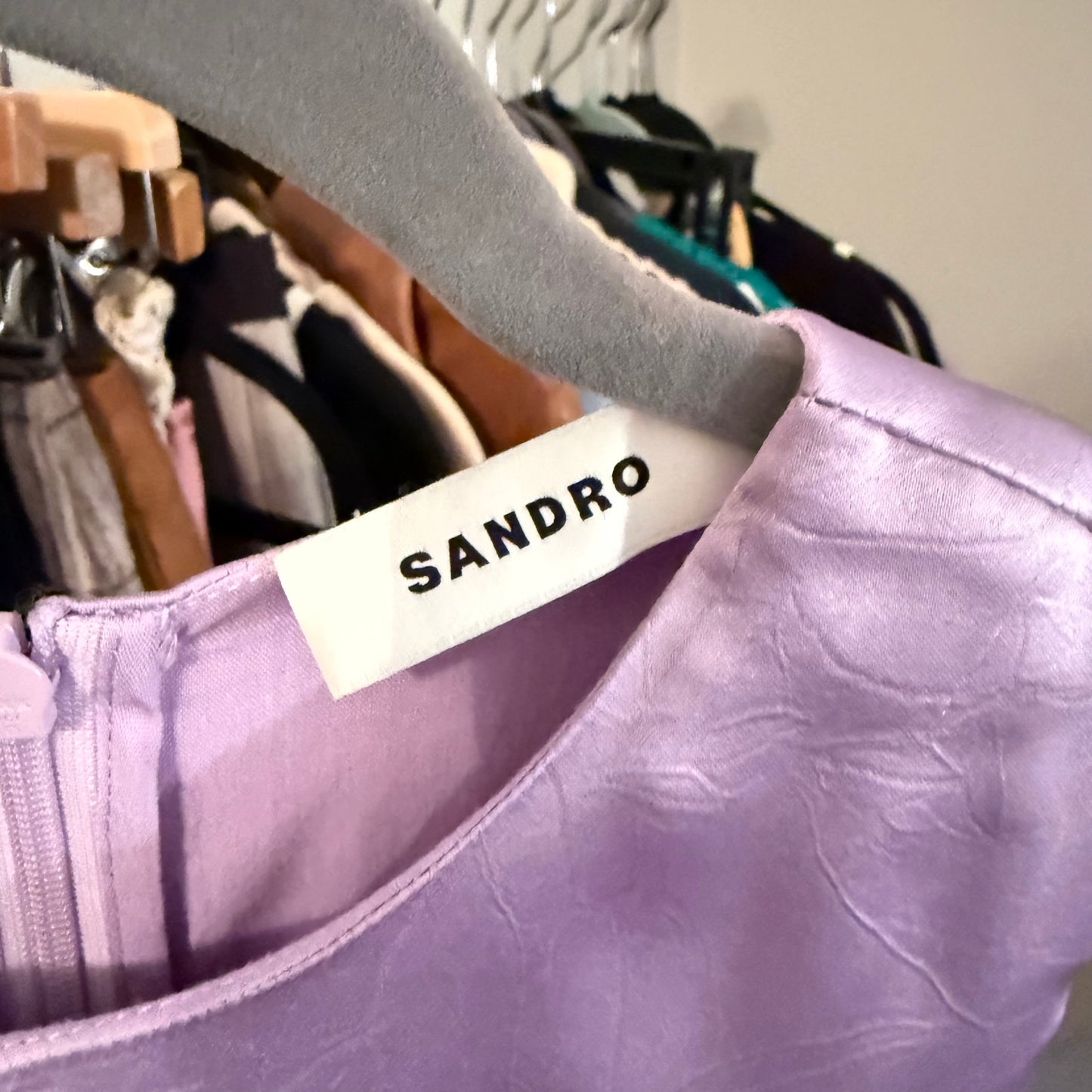 Sandro Lilac & Purple Lace Midi Dress / SZ M