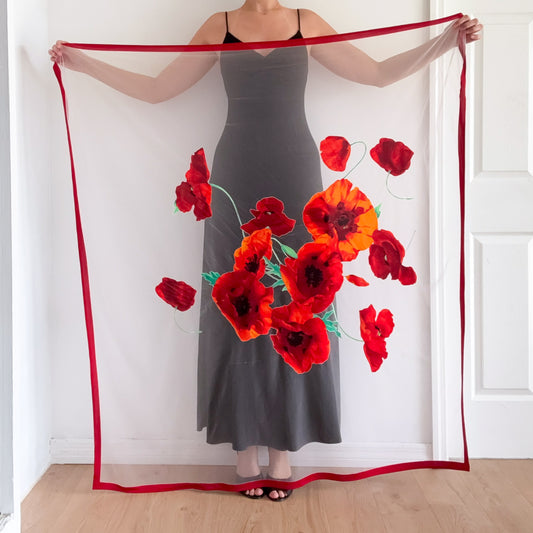 Y2K Red & Orange Poppy Scarf