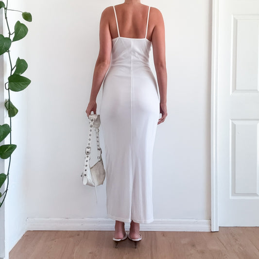 Y2K White Sparkle Maxi Gown / SZ M