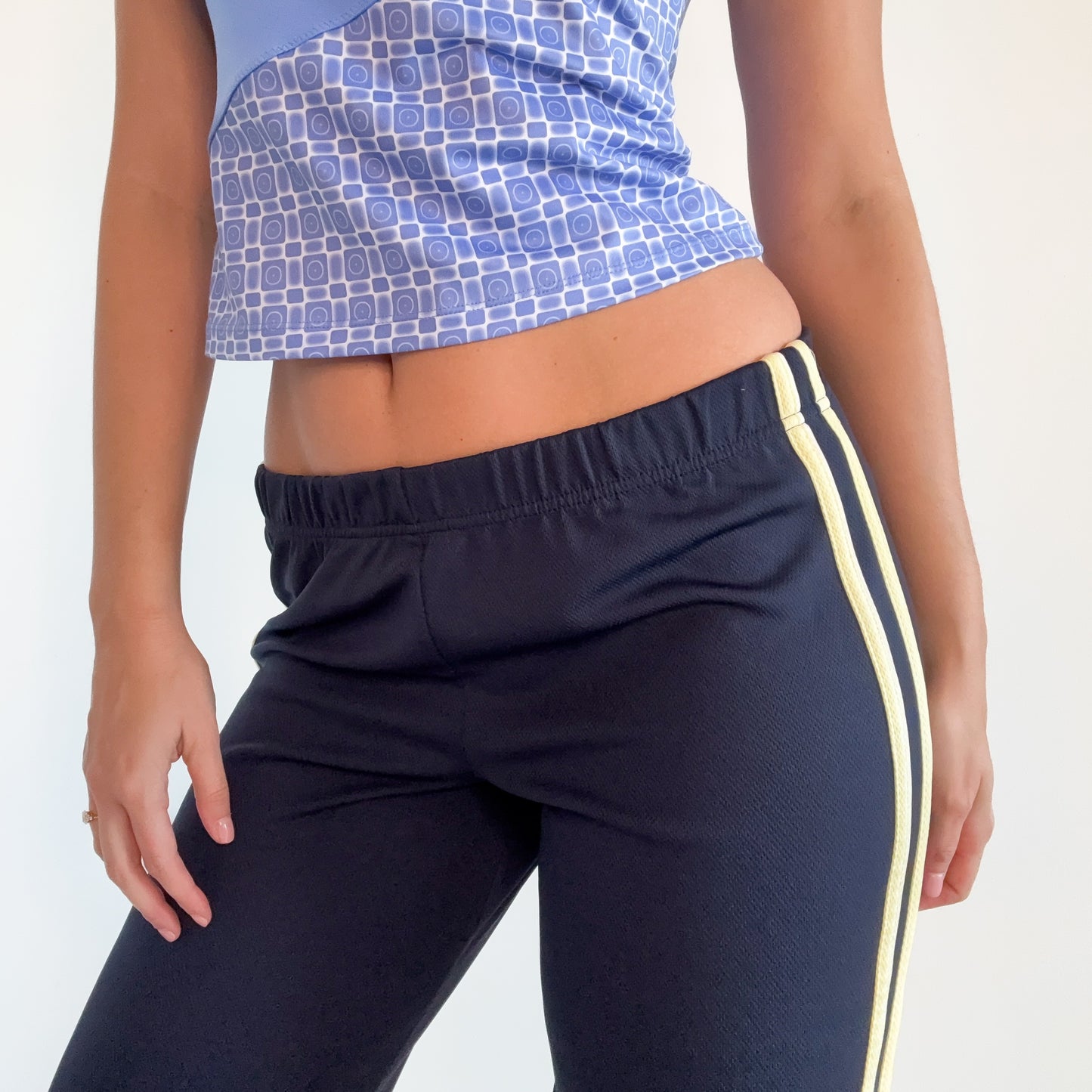 Y2K Navy Striped Capri Workout Pants / SZ S-M