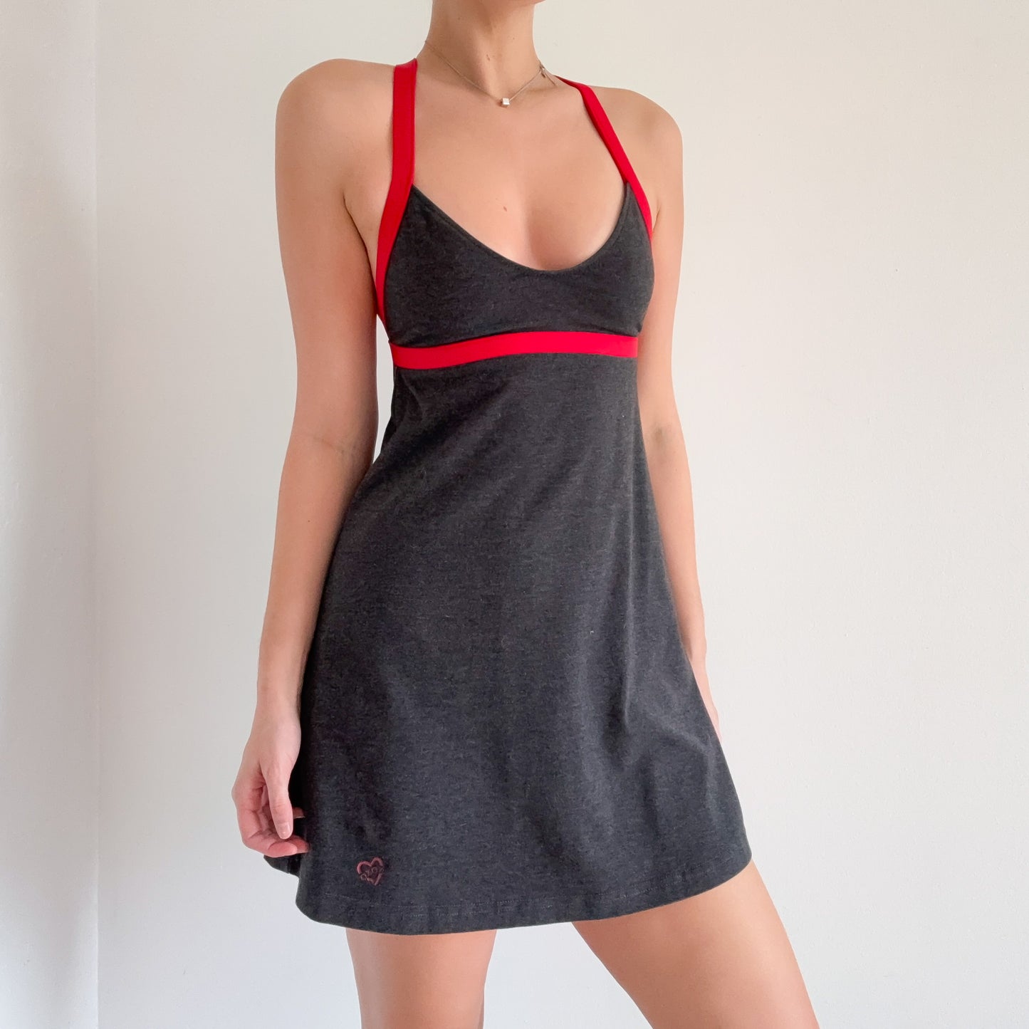 Y2K XOXO Grey & Red Mini Dress / SZ M