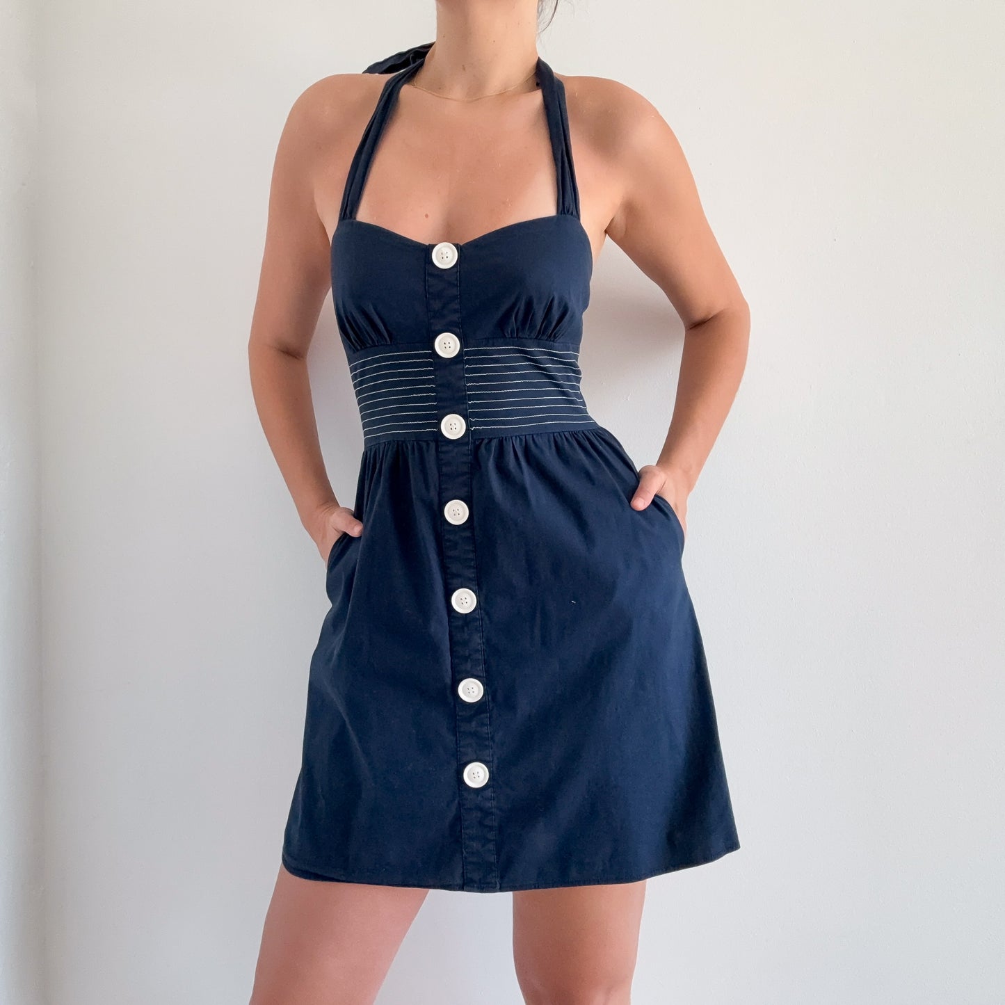 Y2K Navy Contrast Nautical Mini Dress / SZ S