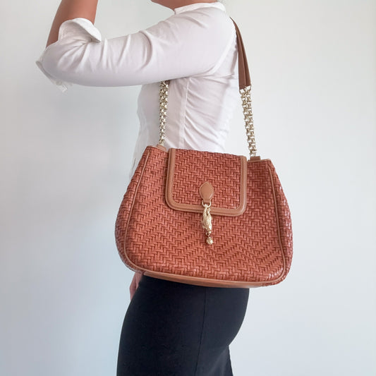 90's Barry Kieselstein-Cord Woven Leather Handbag