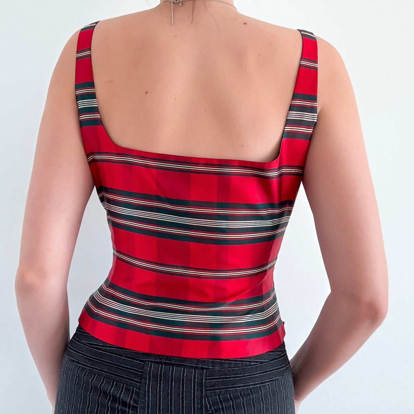 90's Ann Taylor Red Striped Silk Top / SZ 8