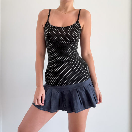 Y2K Black Polka Dot Tank / SZ S