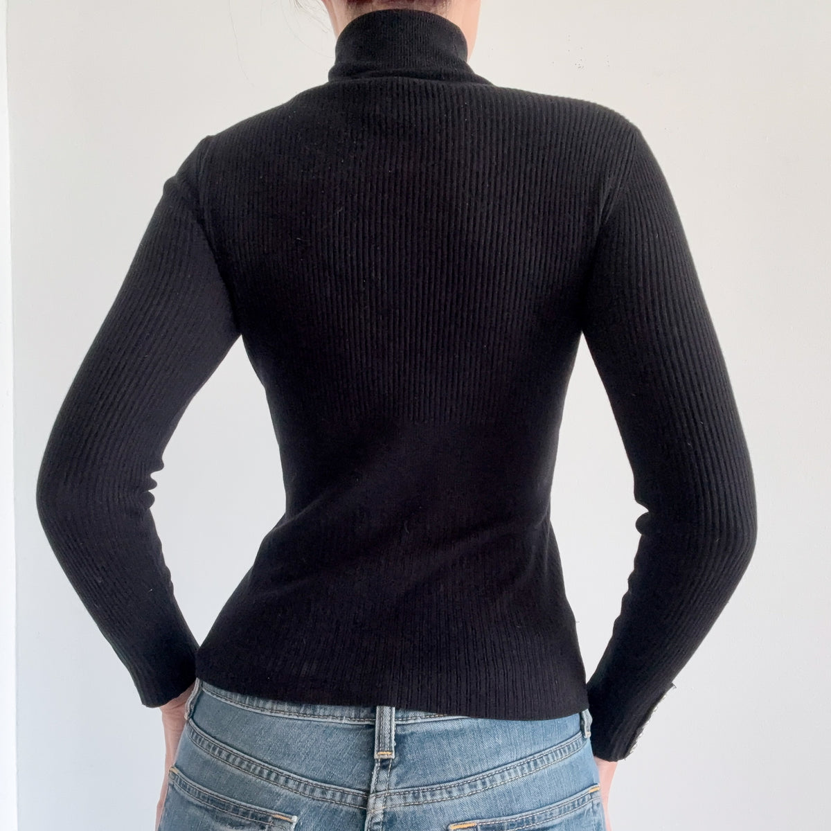 Y2K Black Ribbed Knit Turtleneck / SZ XS/S