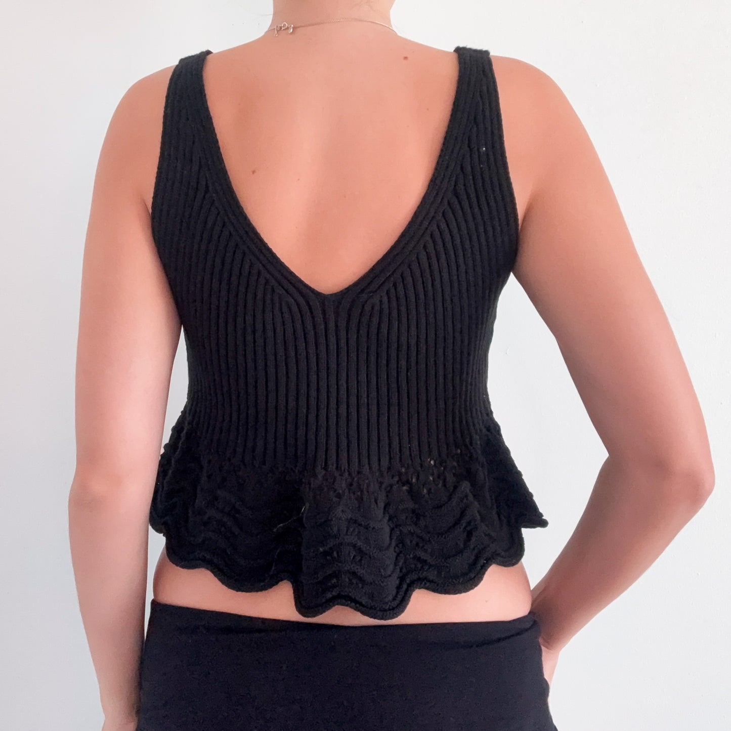 Contemporary Black Knit Peplum Top / SZ S-M