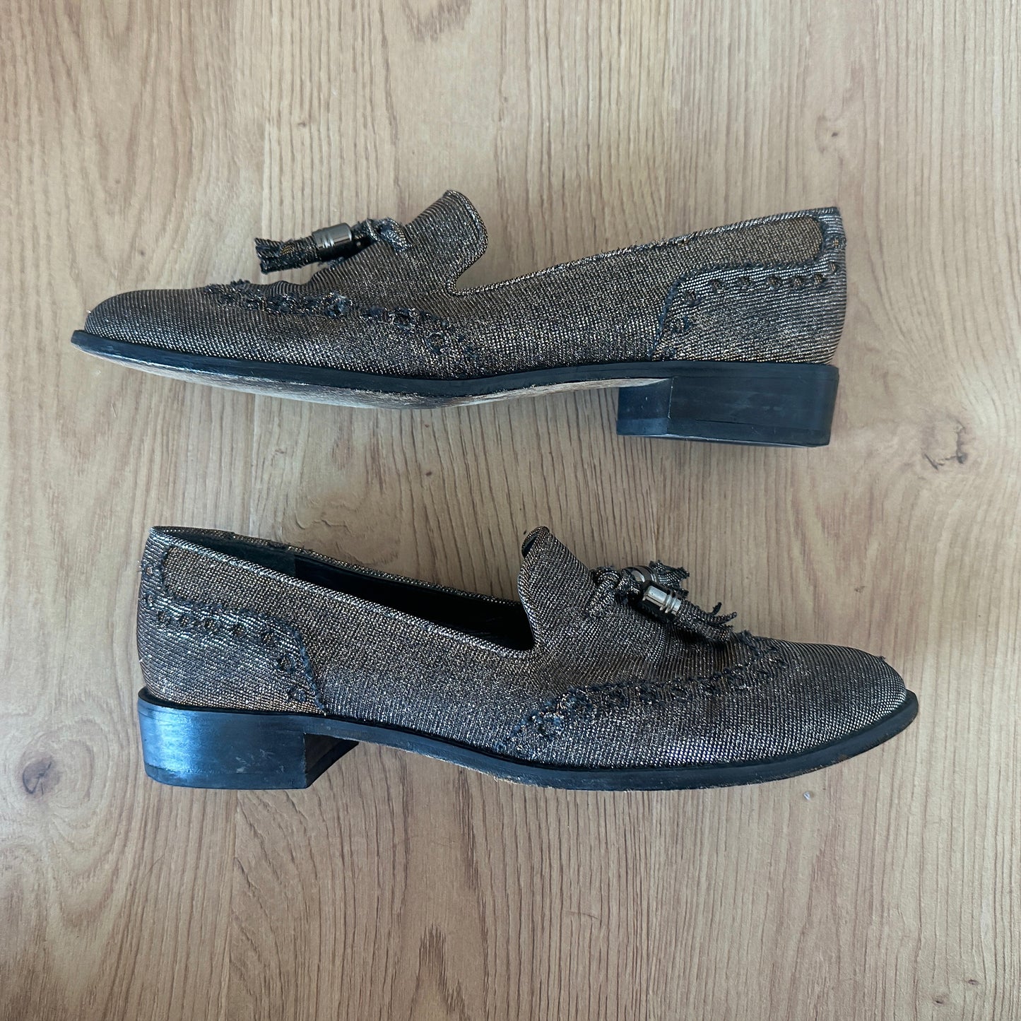 90's Stuart Weitzman Metallic Loafers / SZ 8