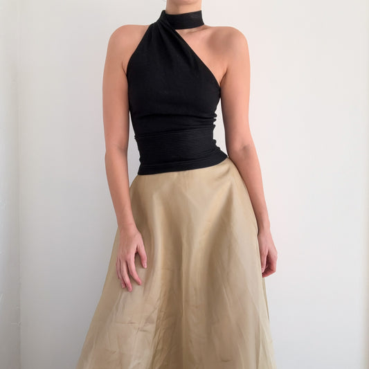 90's Gold Organza Maxi Skirt / SZ 2