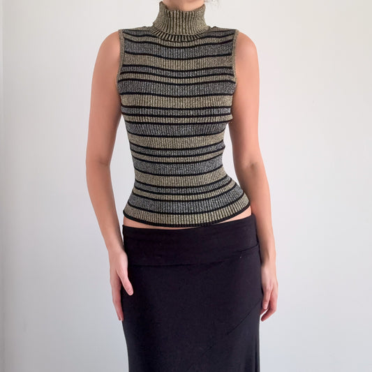 90's Silver & Gold Metallic Turtleneck / SZ S