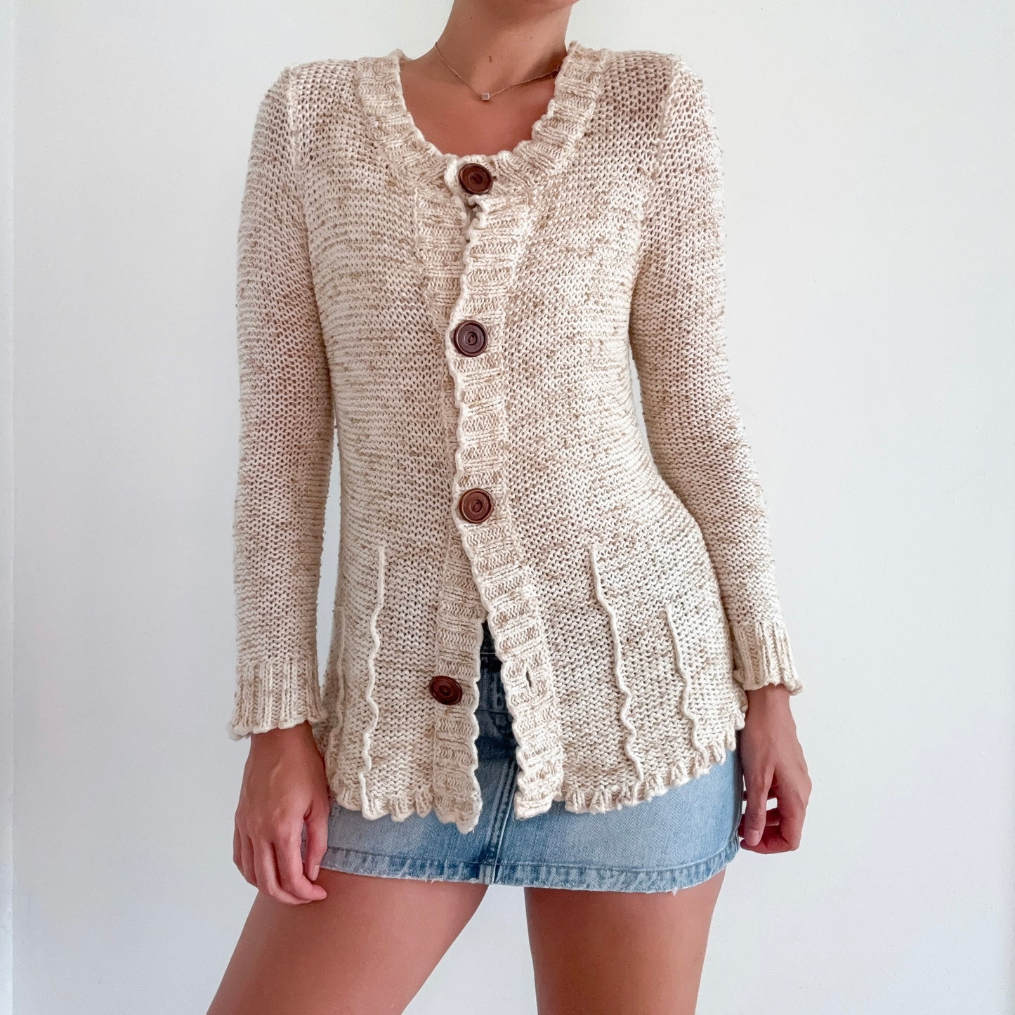 Y2K BCBGMaxAzria Cream Sweater Cardigan / SZ M-XL